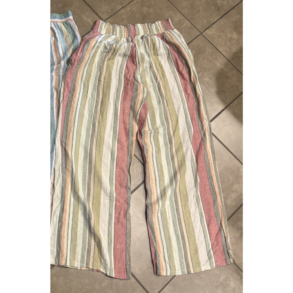 Cato Womens Linen blend Wide Leg Pants 14/16W‎ beach multi colored stripes - Picture 3 of 5